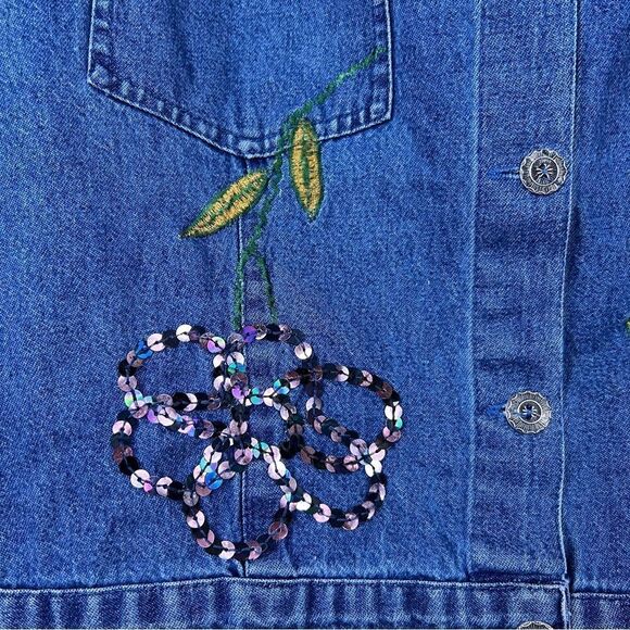 Vintage Sophisticate & Co. Jacket Denim Jeans Embroidery Size M - Picture 4 of 7